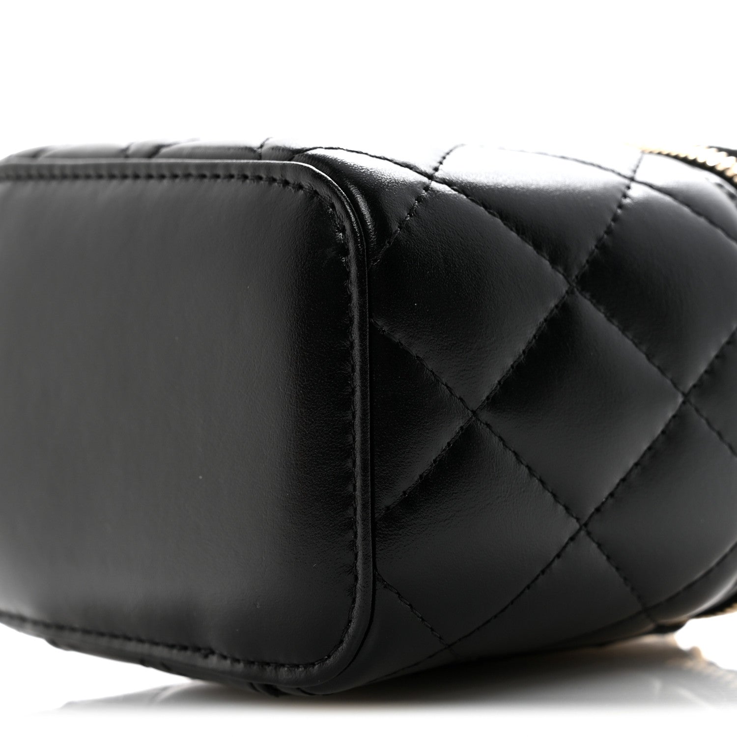 Chanel Calfskin Quilted Mini Perfect Fit Vanity Case With Chain Black 9 of 11
