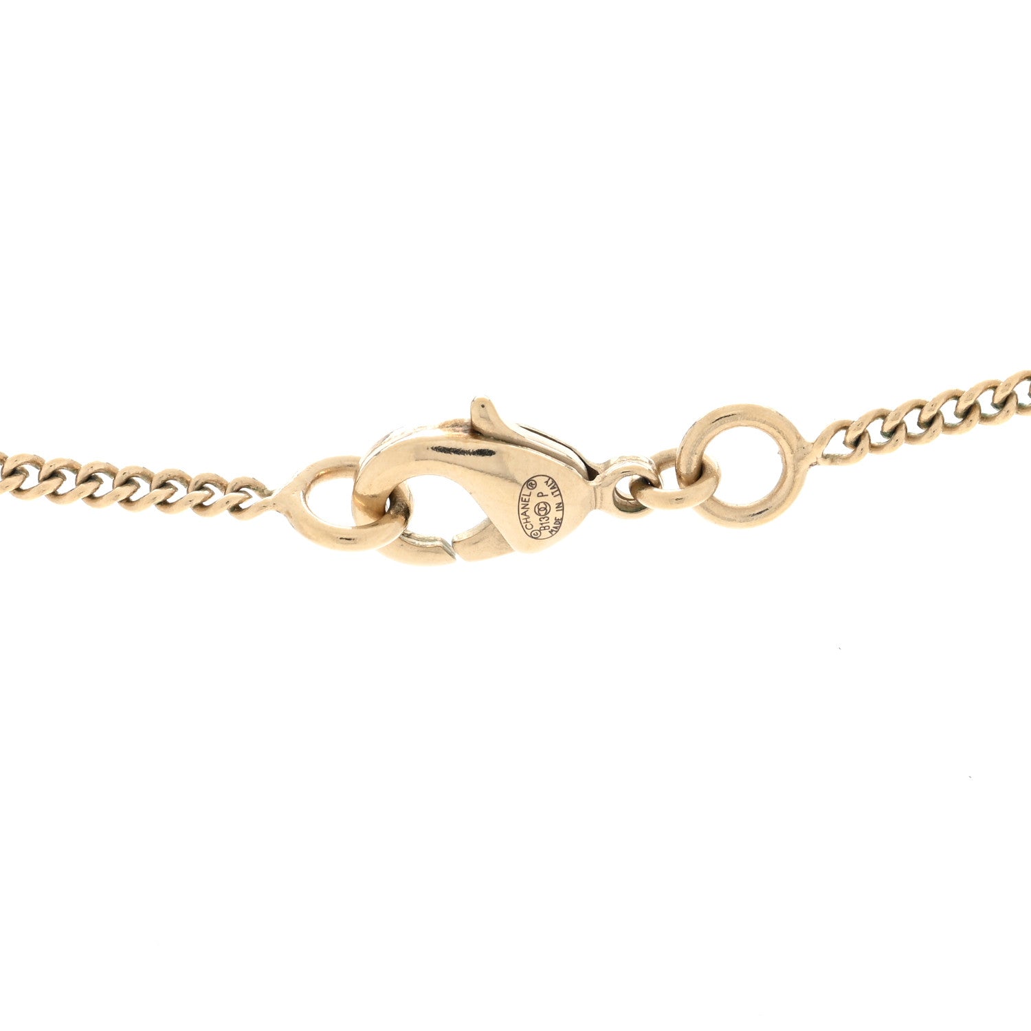 Chanel Metal No 5 CC Necklace Gold Red 4 of 4