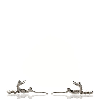 Chanel Metal Crystal CC Hoop Drop Earrings Silver 3 of 5