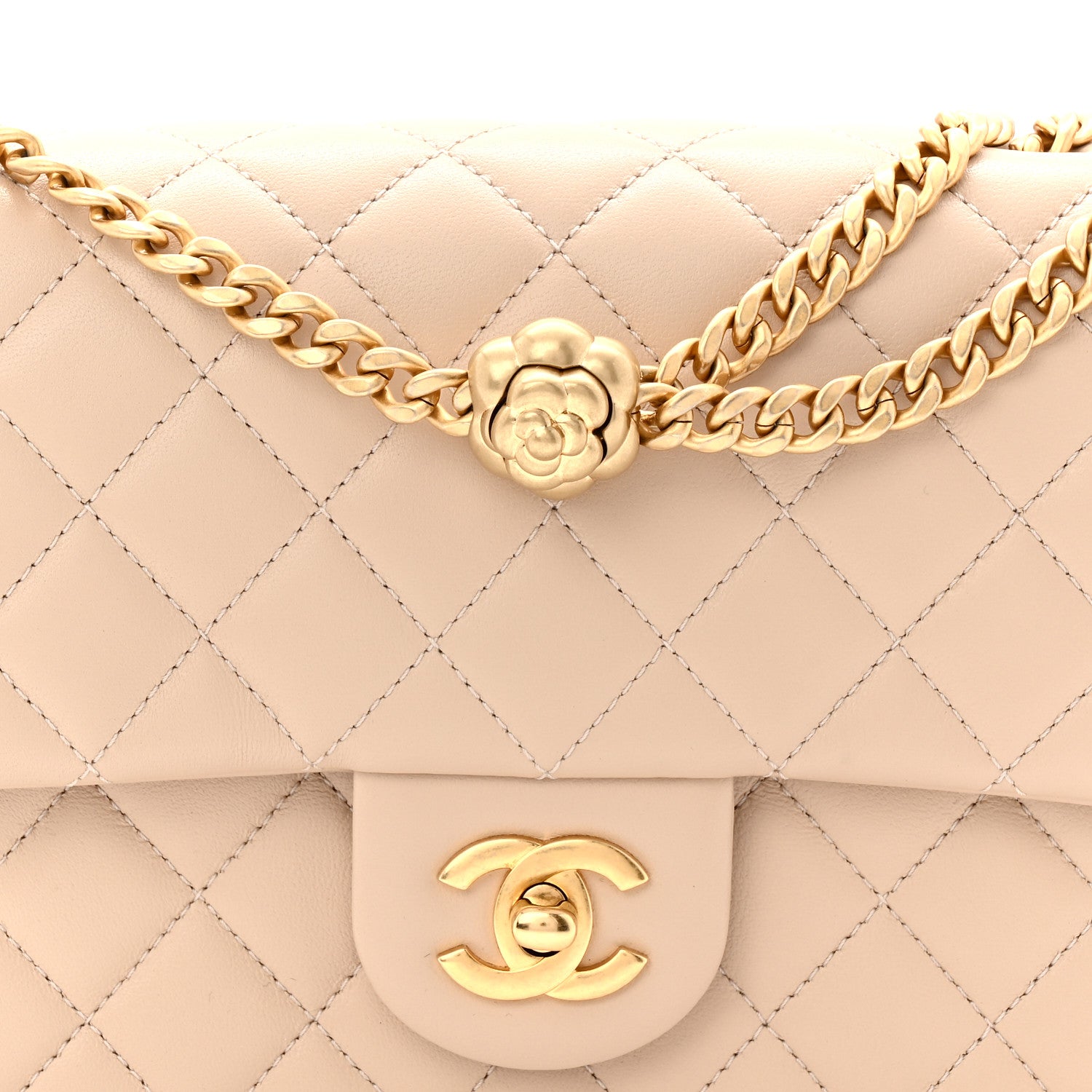 Chanel Lambskin Quilted Small Sweet Camellia Flap Beige 8 of 11