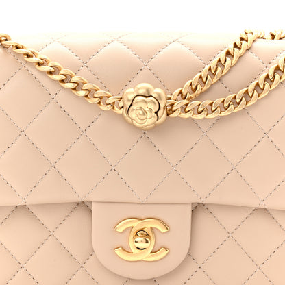 Chanel Lambskin Quilted Small Sweet Camellia Flap Beige 8 of 11
