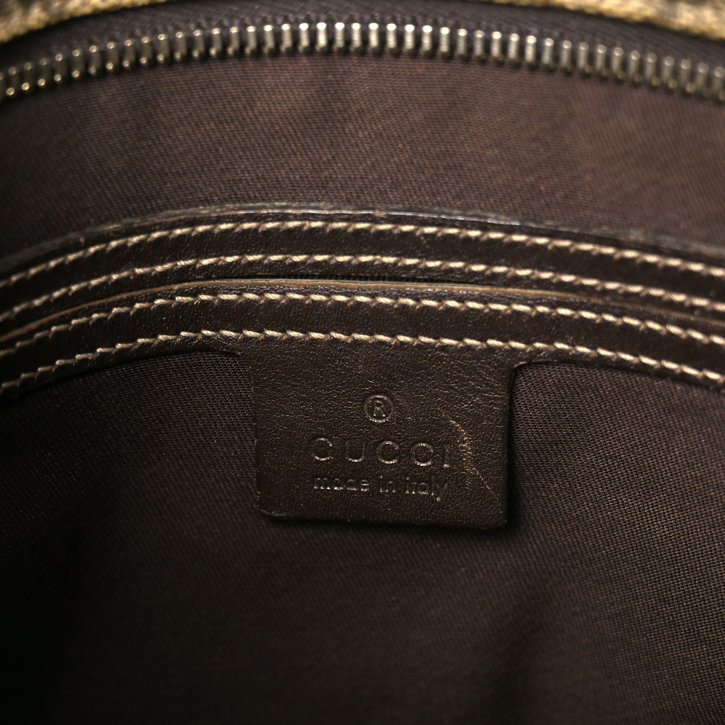 GG Supreme Monogram Selleria Calfskin Small Flat Side Zip Messenger Bag Beige Ebony Cocoa Dark Chocolate