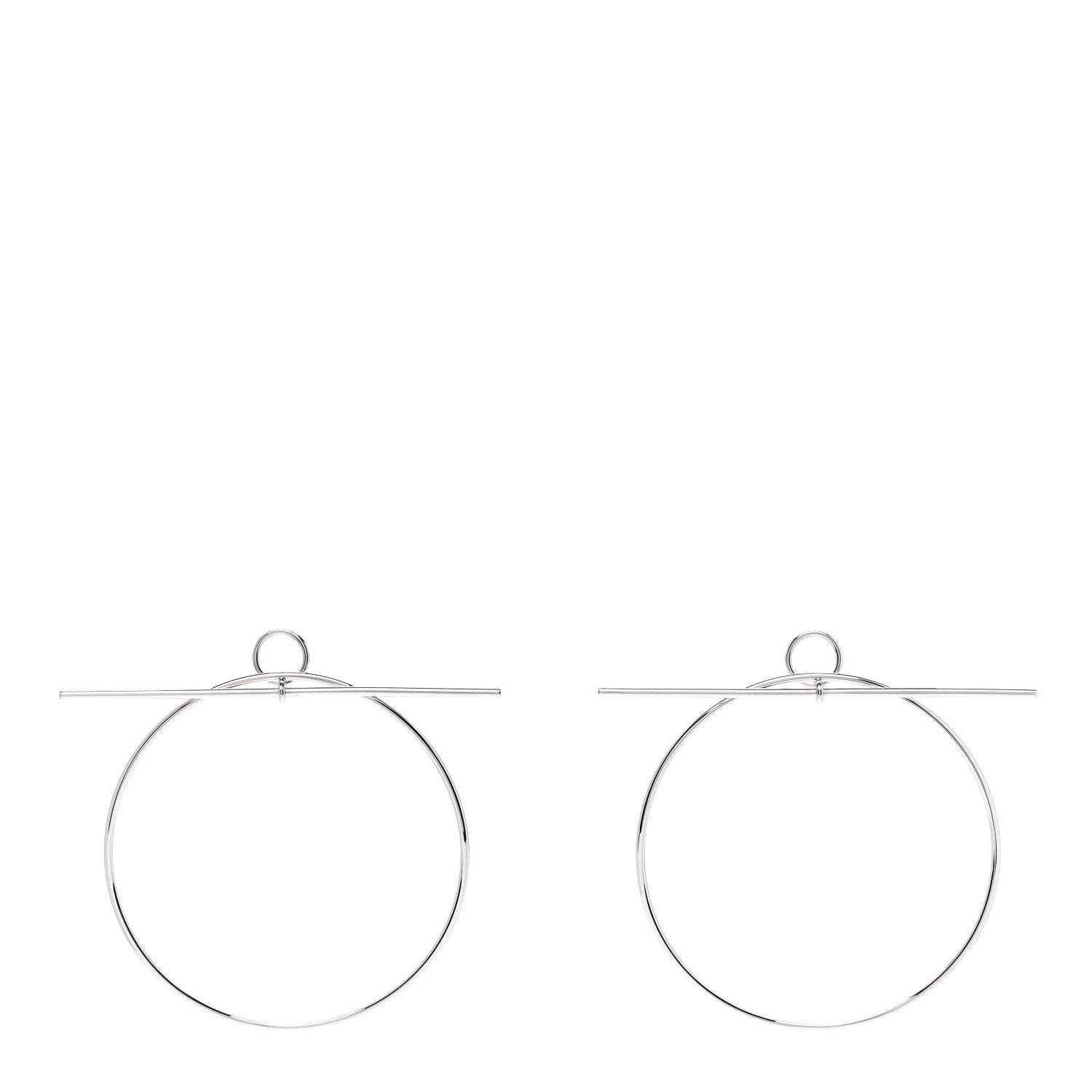 Hermes Sterling Silver TGM Loop Earrings 1 of 7