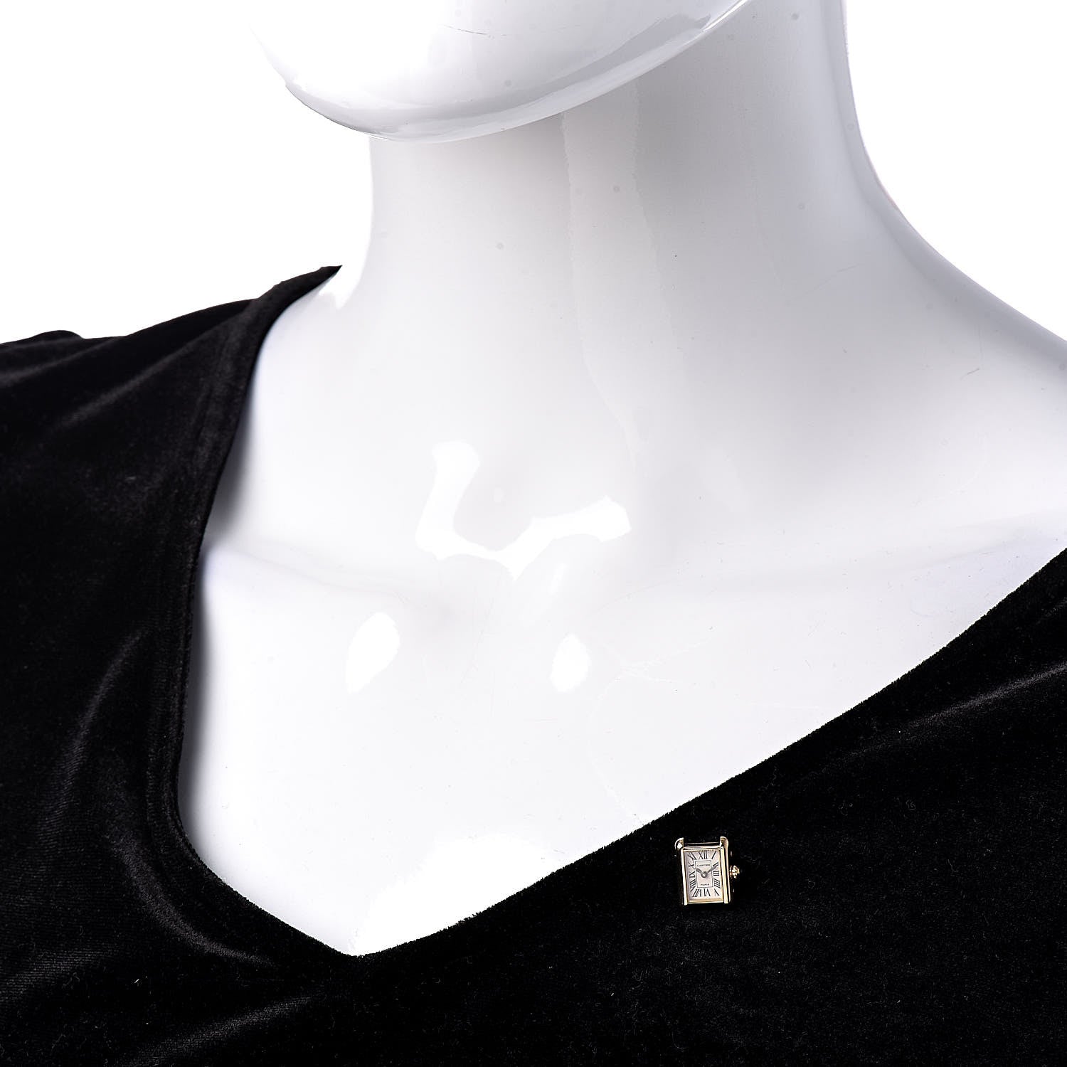 Cartier 18K Yellow Gold Tank Clock Lapel Pin Brooch 2 of 5