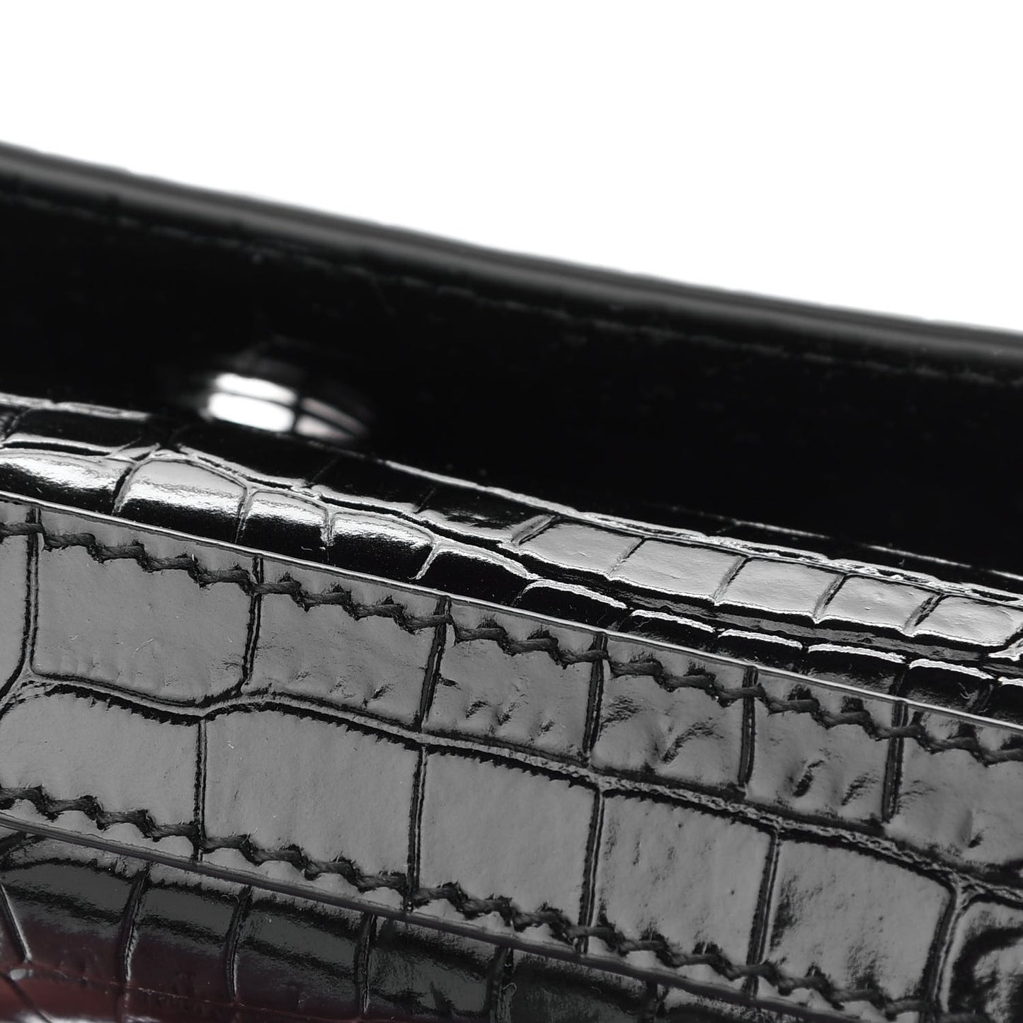 Calfskin Crocodile Embossed Monogram Kate Belt Bag Black