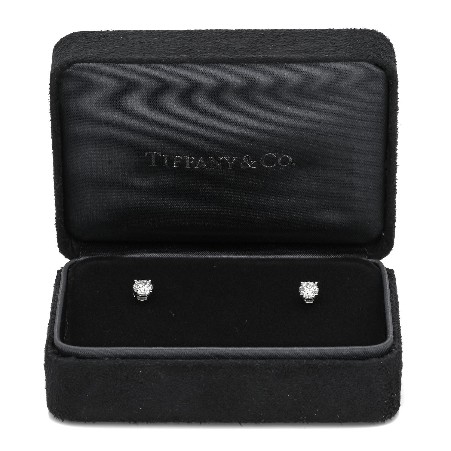 Tiffany Platinum Diamond .60ctw Solitaire Earrings 5 of 5