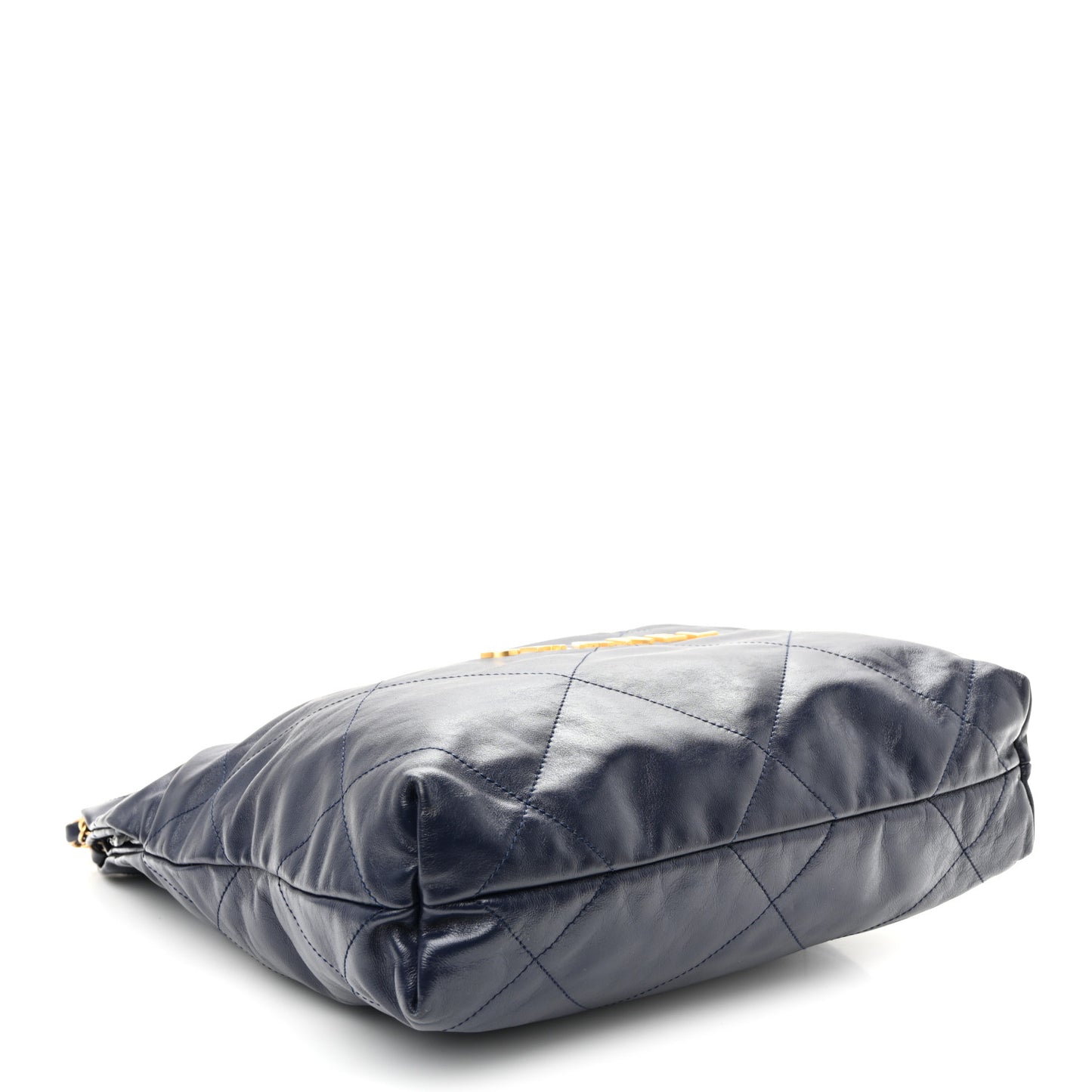 Shiny Calfskin Quilted Small Chanel 22 Navy