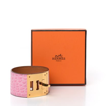 Hermes Matte Alligator Kelly Dog Bracelet T2 5P Pink 5 of 5