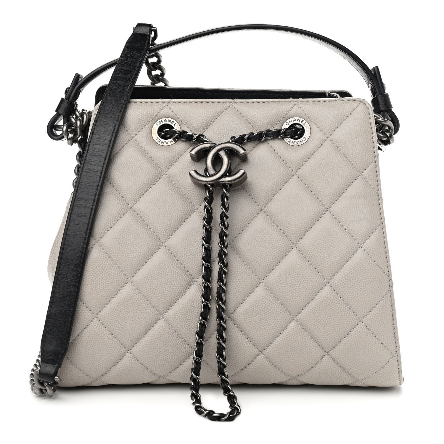 Chanel Caviar Quilted Small CC Bucket Bag Grey 1 of 9