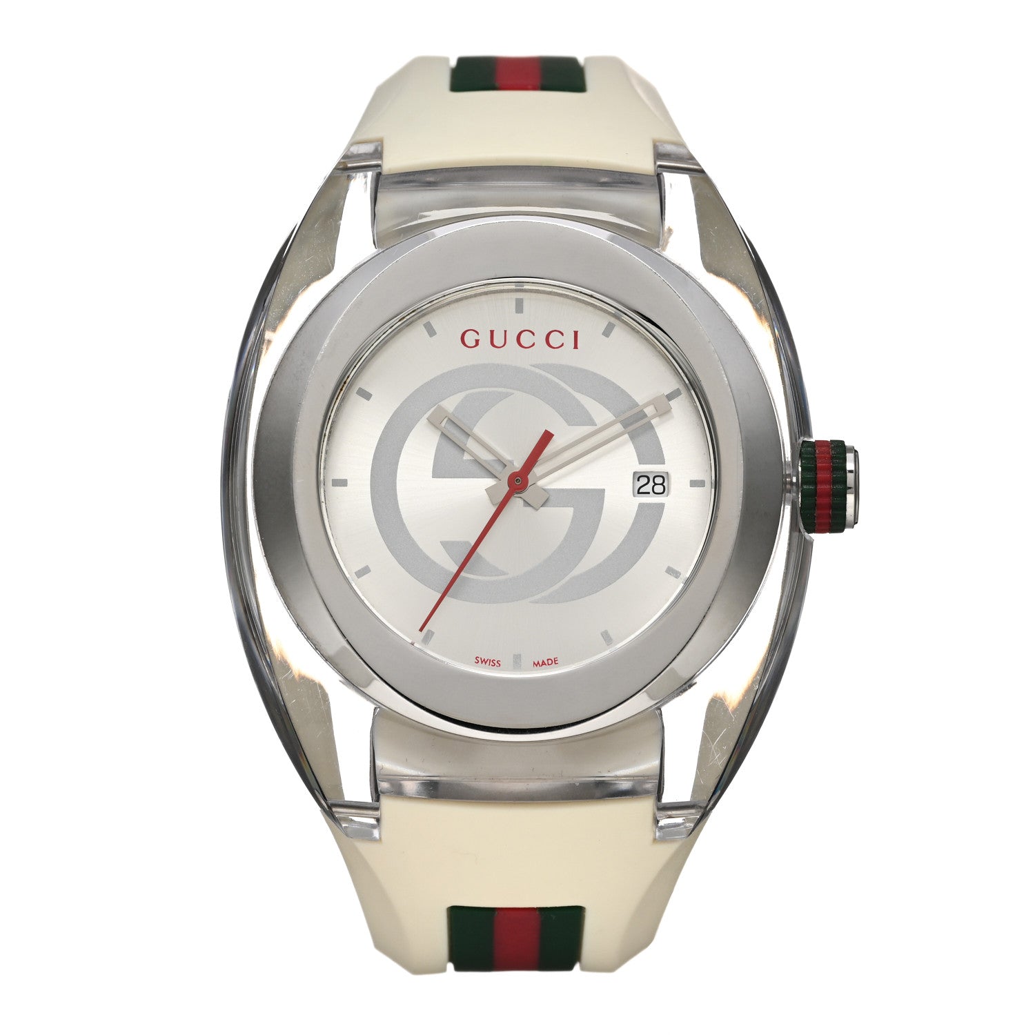Gucci Stainless Steel Rubber 46mm Sync Web Quartz Watch White 1 of 5