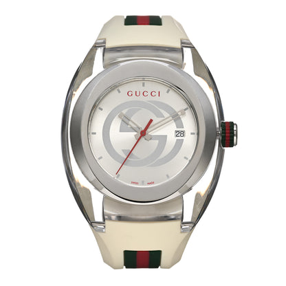 Gucci Stainless Steel Rubber 46mm Sync Web Quartz Watch White 1 of 5
