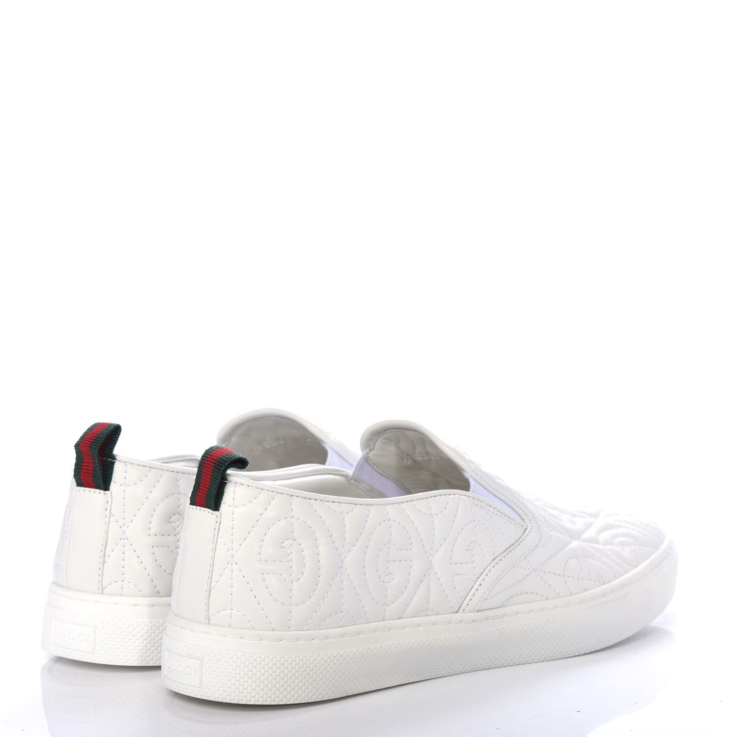 Gucci Nappa Web G Rhombus Quilted Mens Slip On Sneakers 8.5 Great White 4 of 10