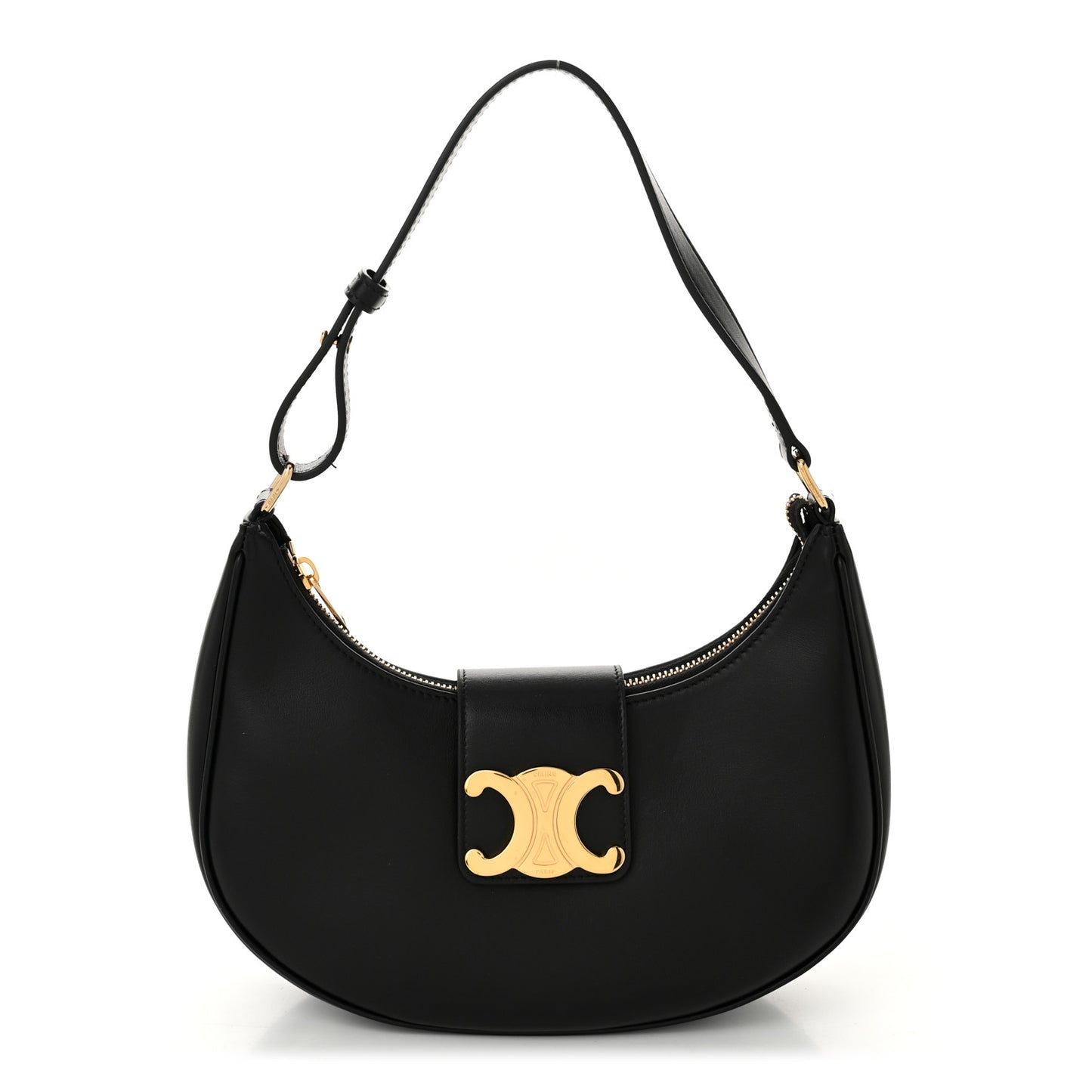 Smooth Calfskin Medium Strap Ava Triomphe Shoulder Bag Black