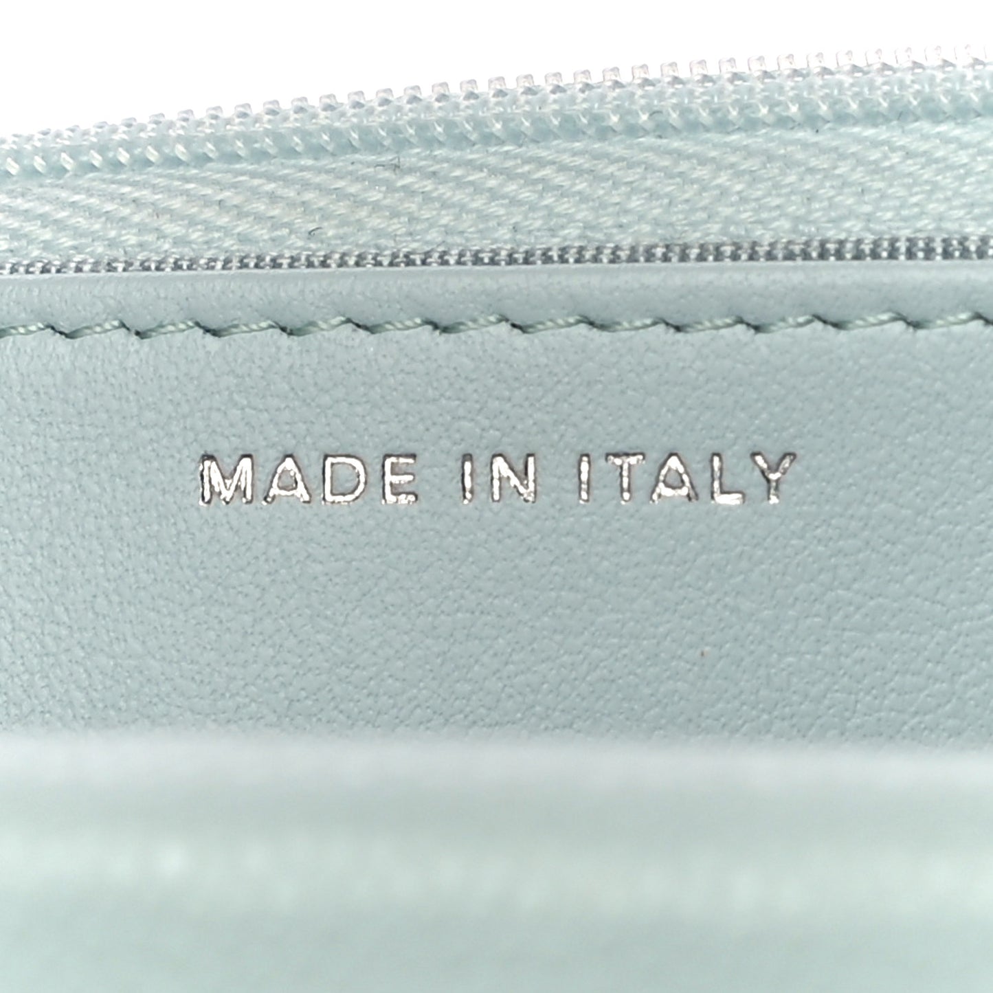Caviar Quilted Wallet On Chain WOC Light Blue