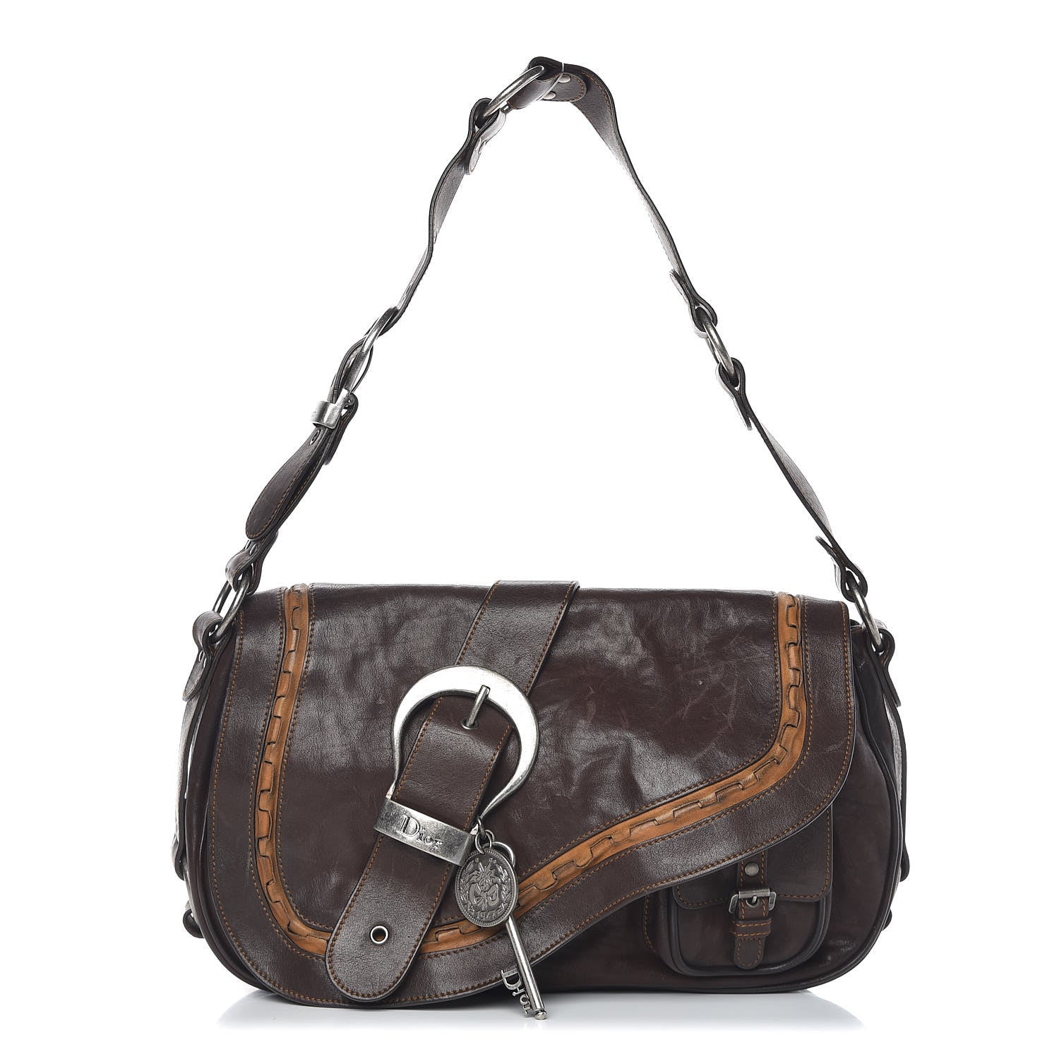 Christian Dior Calfskin Gaucho Double Saddle Bag Brown 1 of 11