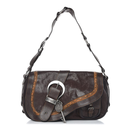 Christian Dior Calfskin Gaucho Double Saddle Bag Brown 1 of 11