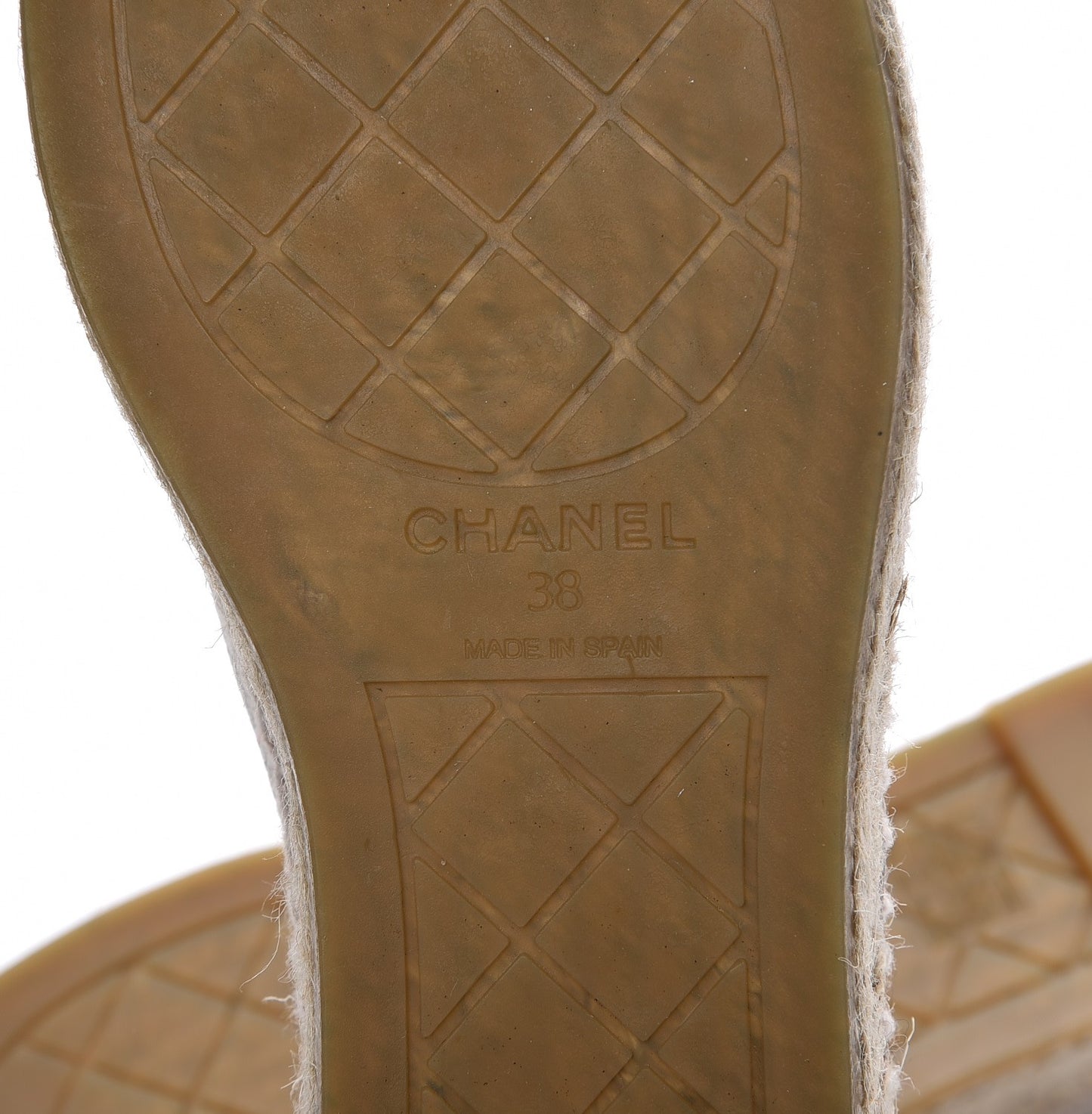 Grained Calfskin CC Espadrilles 38 Beige Black