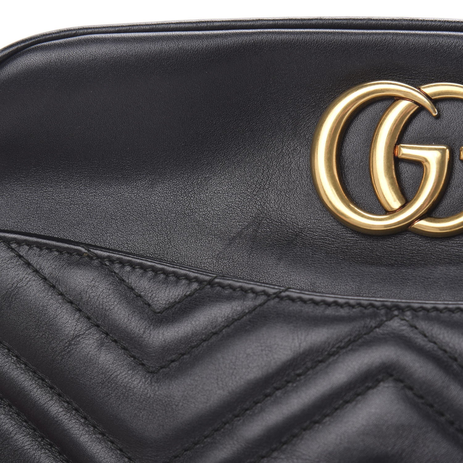 Gucci Calfskin Matelasse Medium GG Marmont Chain Shoulder Bag Black 12 of 14