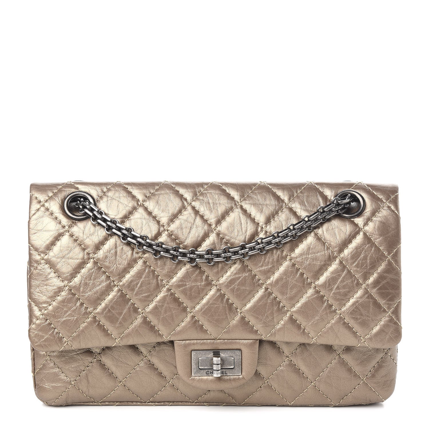Chanel Metallic Aged Calfskin Quilted 2.55 Reissue 225 Flap Gold 1 of 11