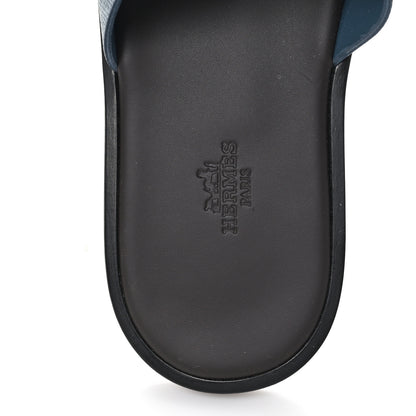 Hermes Epsom Izmir Sandals 40.5 Bleu Canard 8 of 10