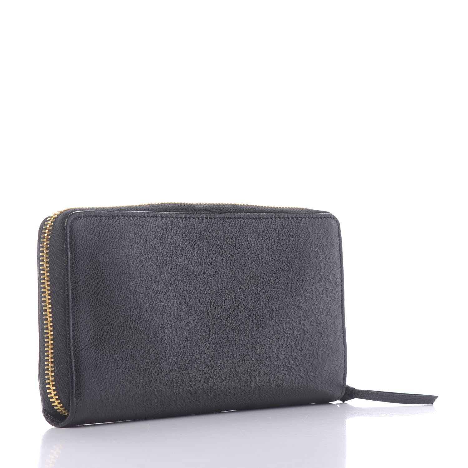 Balenciaga Chevre Gold Metallic Edge Hardware Zip Around Wallet Black 3 of 9