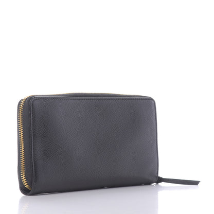 Balenciaga Chevre Gold Metallic Edge Hardware Zip Around Wallet Black 3 of 9
