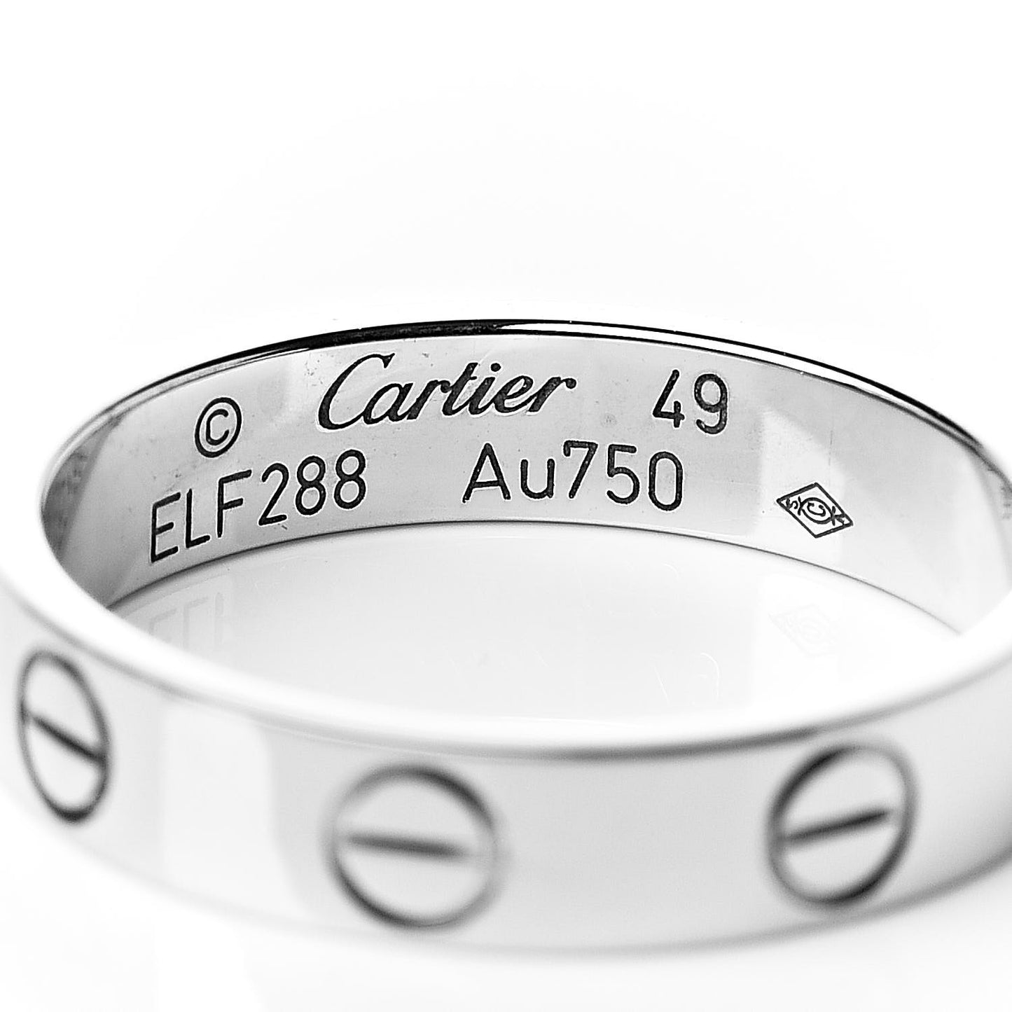 18K White Gold 3.5mm LOVE Wedding Band Ring 49 4.75