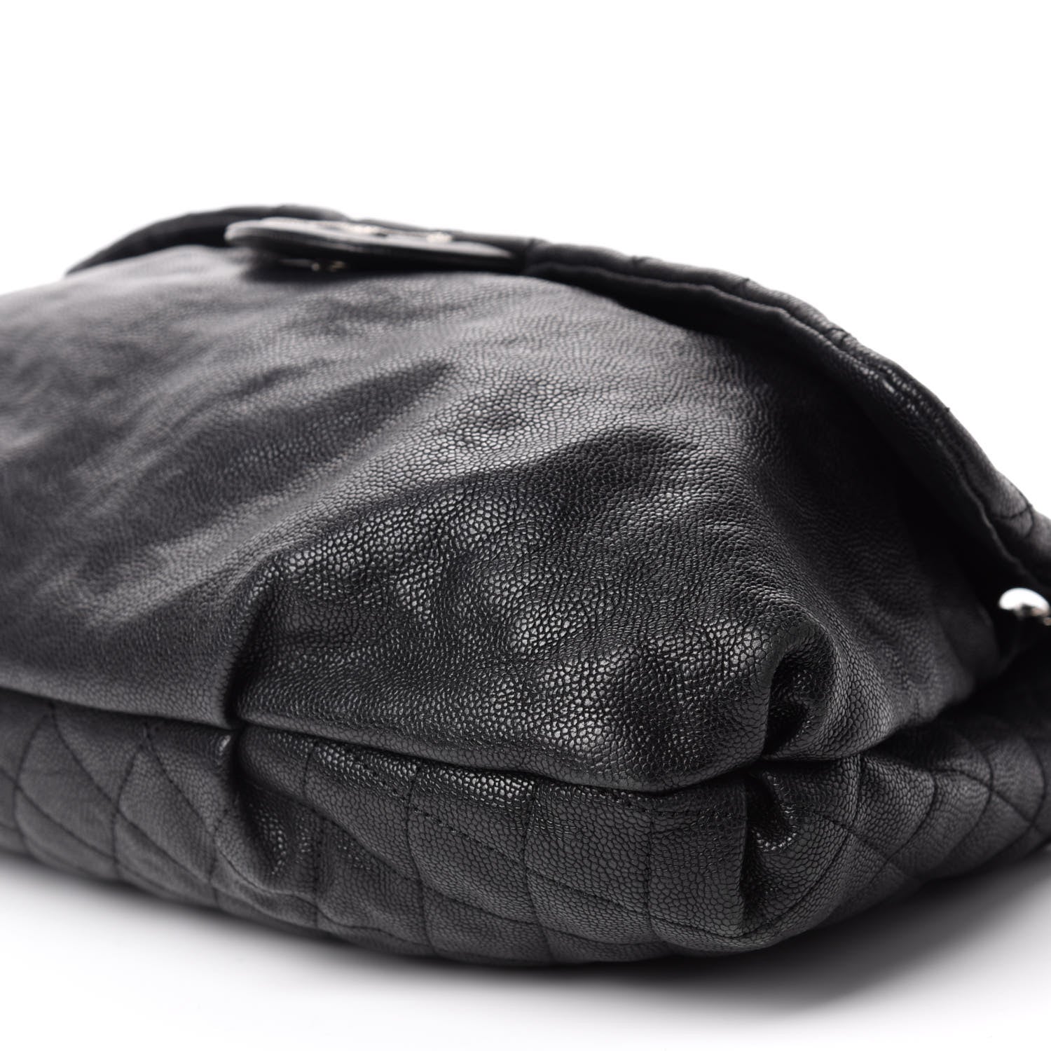 Chanel Crumpled Caviar Quilted Maxi Elastic Flap Black 7 of 10