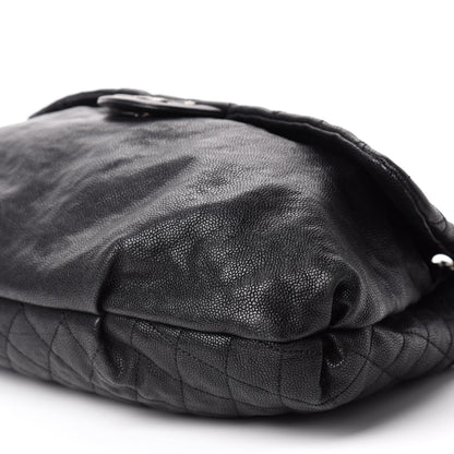 Chanel Crumpled Caviar Quilted Maxi Elastic Flap Black 7 of 10