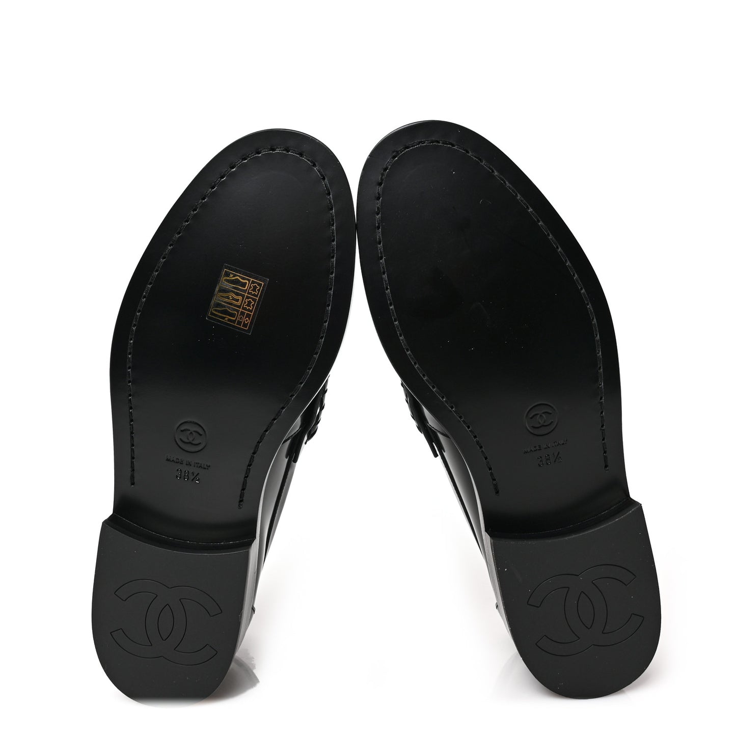 Shiny Calfskin Logo Loafers 38.5 Black
