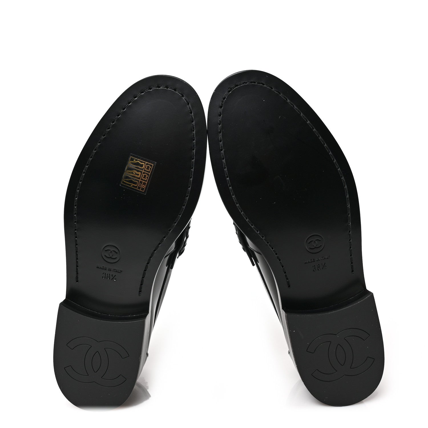Chanel Shiny Calfskin Logo Loafers 38.5 Black 6 of 9