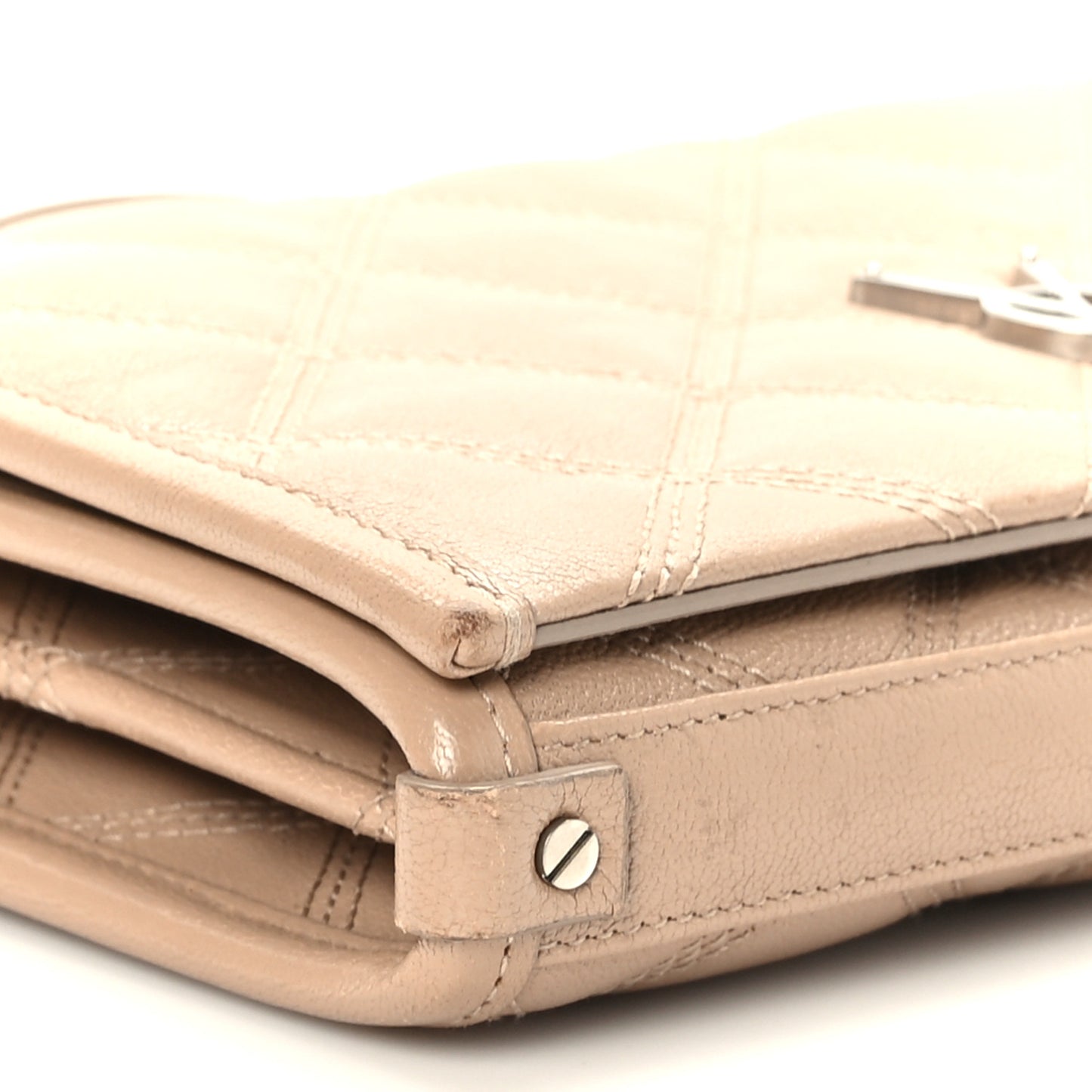 Lambskin Diamond Quilted Becky Chain Wallet Gold Sand