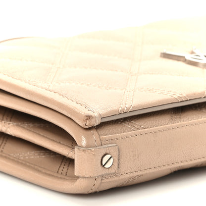 Saint Laurent Lambskin Diamond Quilted Becky Chain Wallet Gold Sand 8 of 10