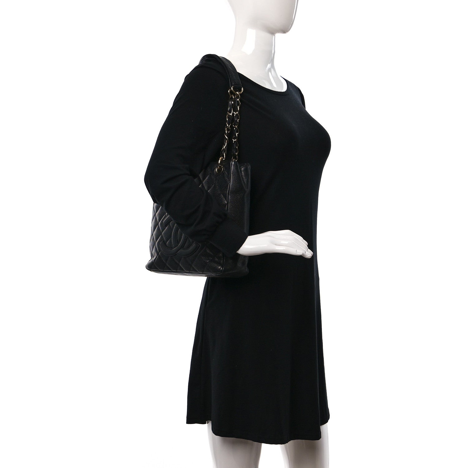 Chanel Caviar Quilted Petit Shopping Tote PST Black 2 of 9