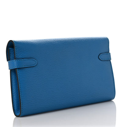 Hermes Chevre Mysore Kelly Longue Wallet Bleu Zanzibar 3 of 7