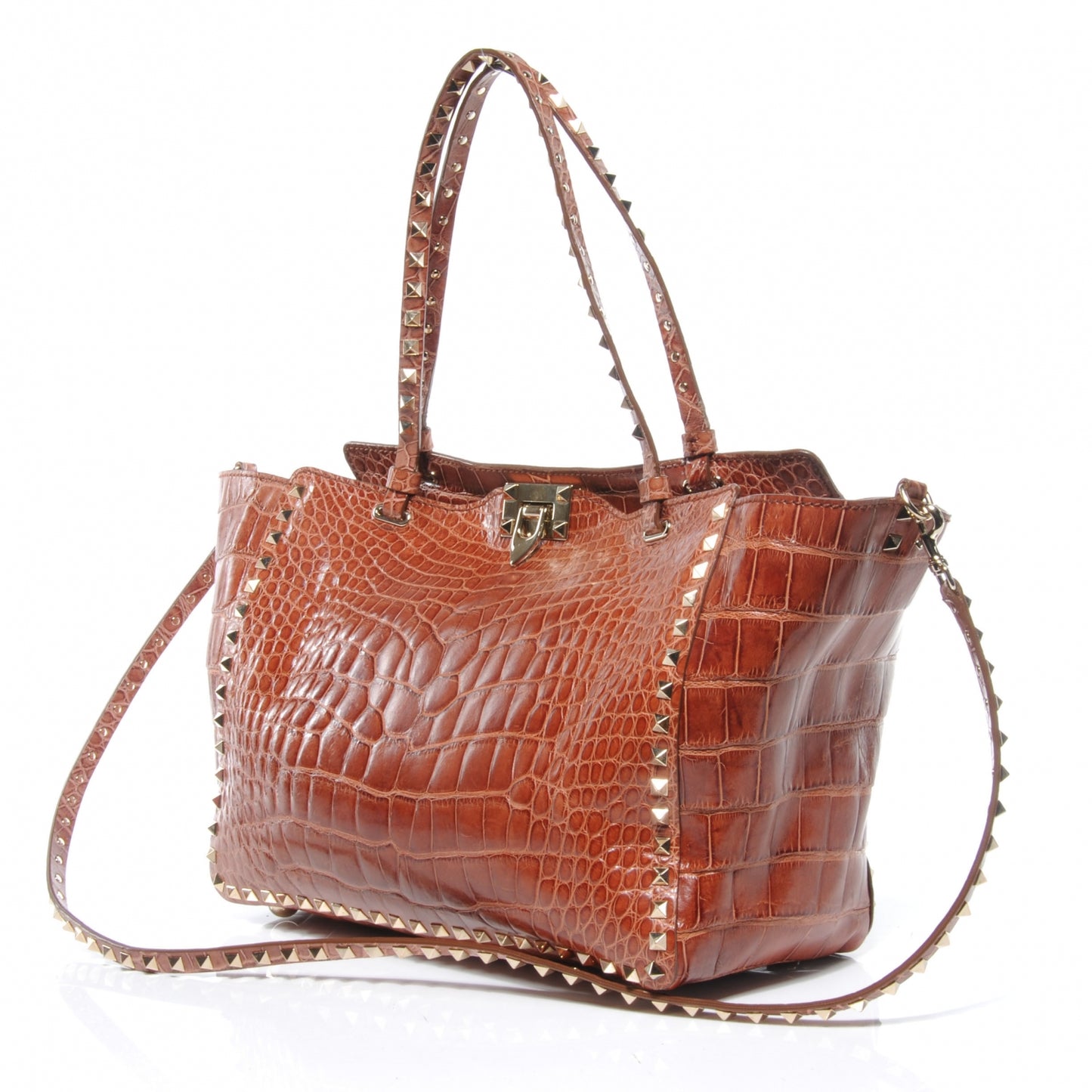 Alligator Rockstud Tote Brown
