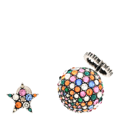 Christian Dior Crystal Mise En Dior Tribal Earrings Multicolor Antique Silver 1 of 5