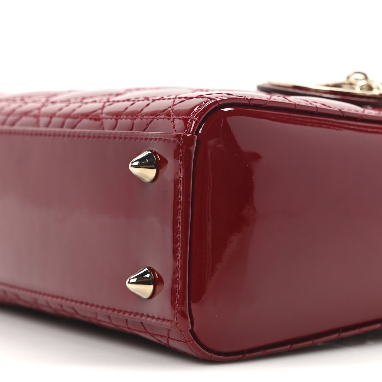 Patent Cannage Small Lady Dior Cherry Red
