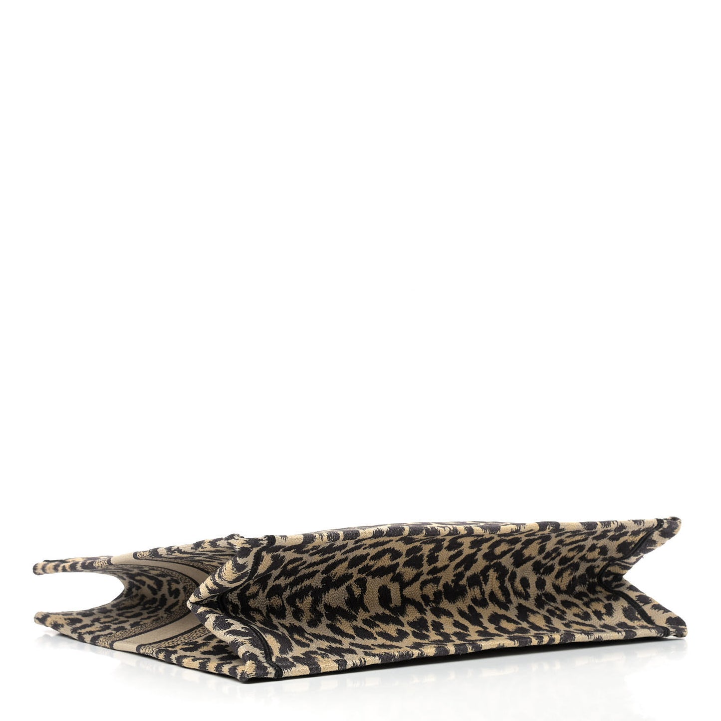 Canvas Mizza Embroidered Large Leopard Book Tote Beige
