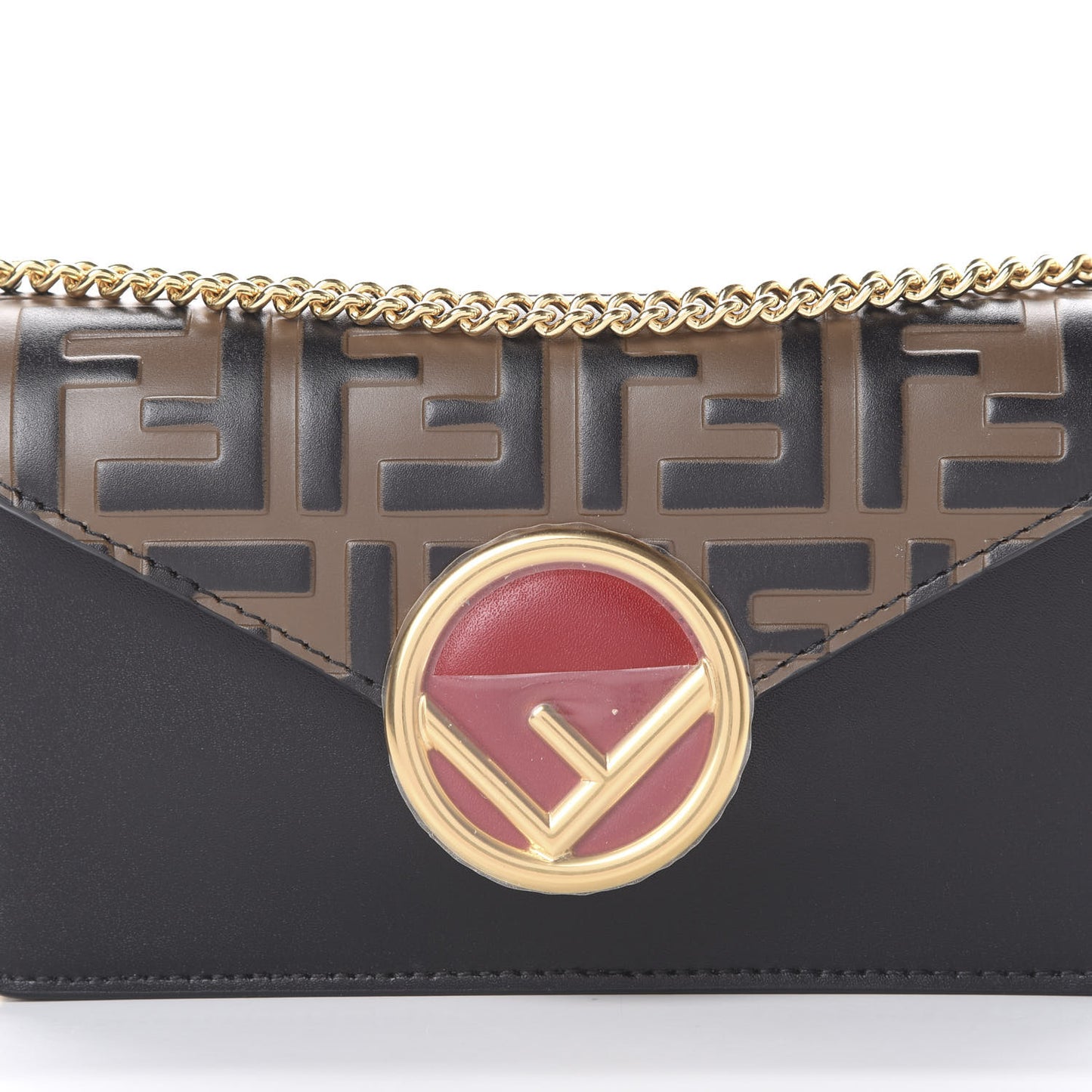 Vitello Liberty F is Fendi Bi-Color FF 1974 Embossed Envelope Belt Bag Maya Black