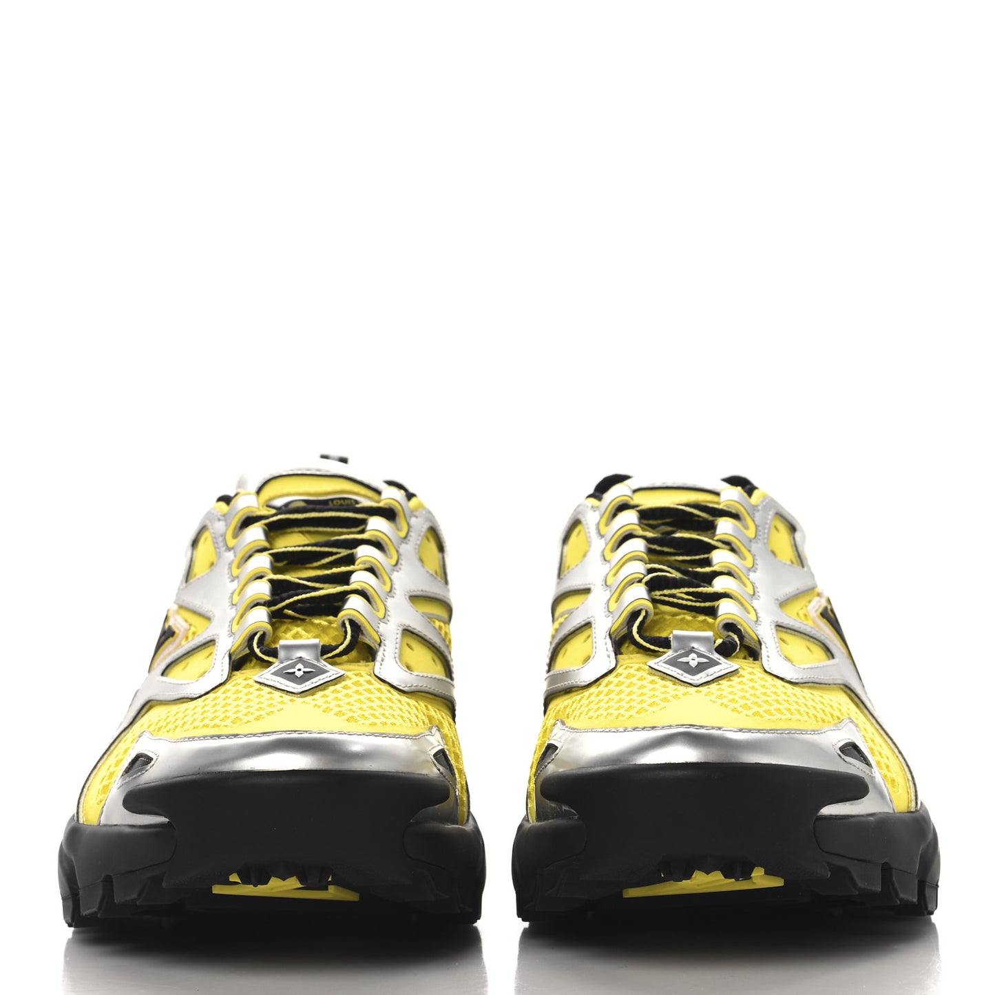 Metallic Calfskin Mesh Mens LV Runner Tatic Sneakers 6 Yellow