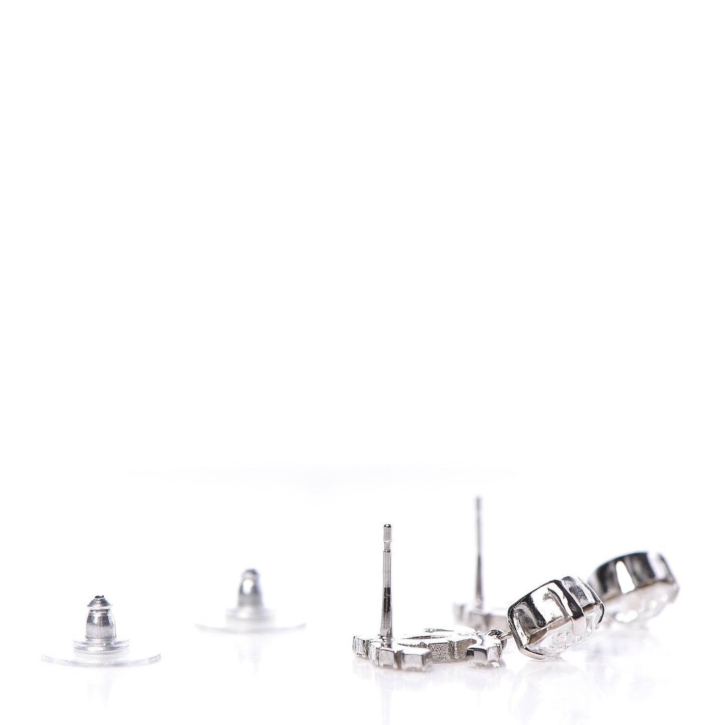 Crystal CC Drop Earrings Silver
