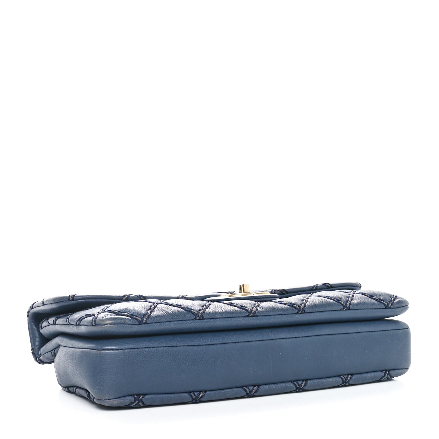 Calfskin Quilted Chic Stitch Flap Blue