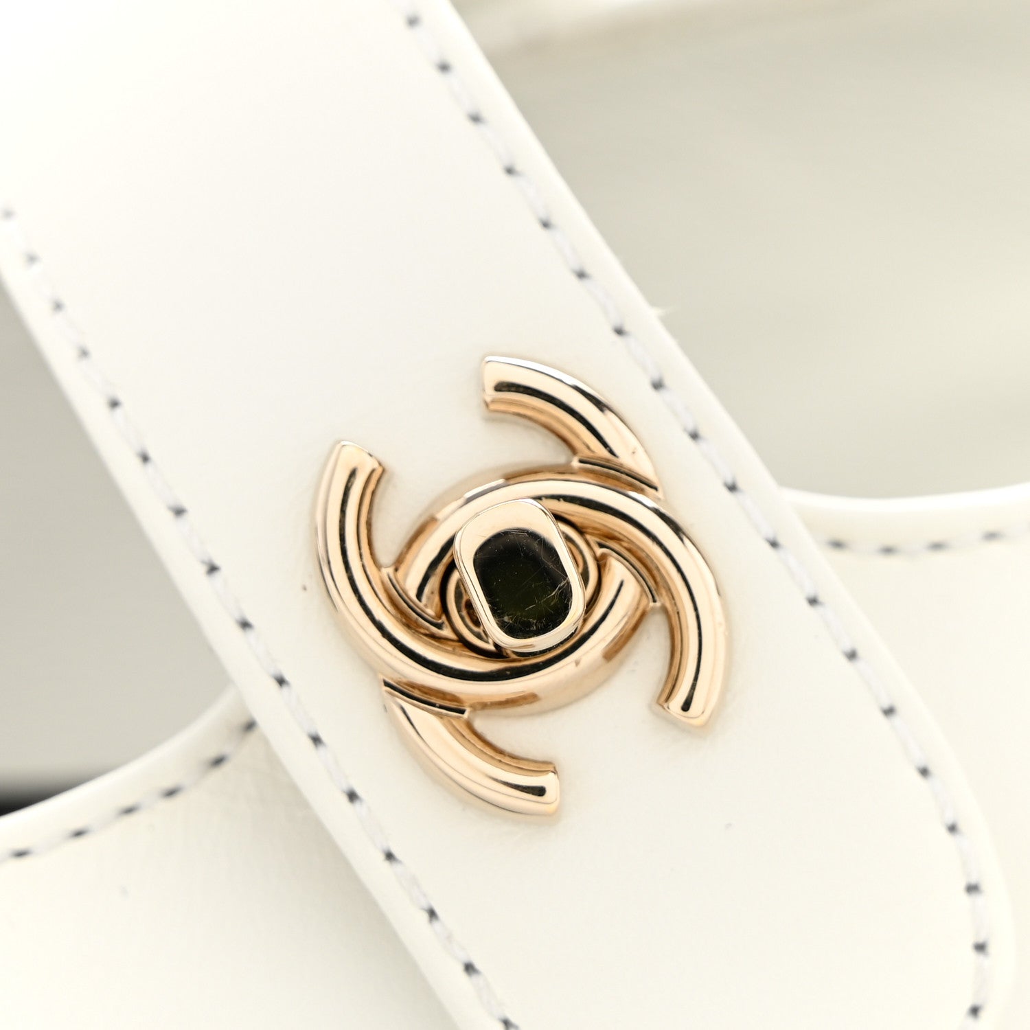 Chanel Calfskin Patent Mary Janes Flats 37.5 White Black 10 of 11