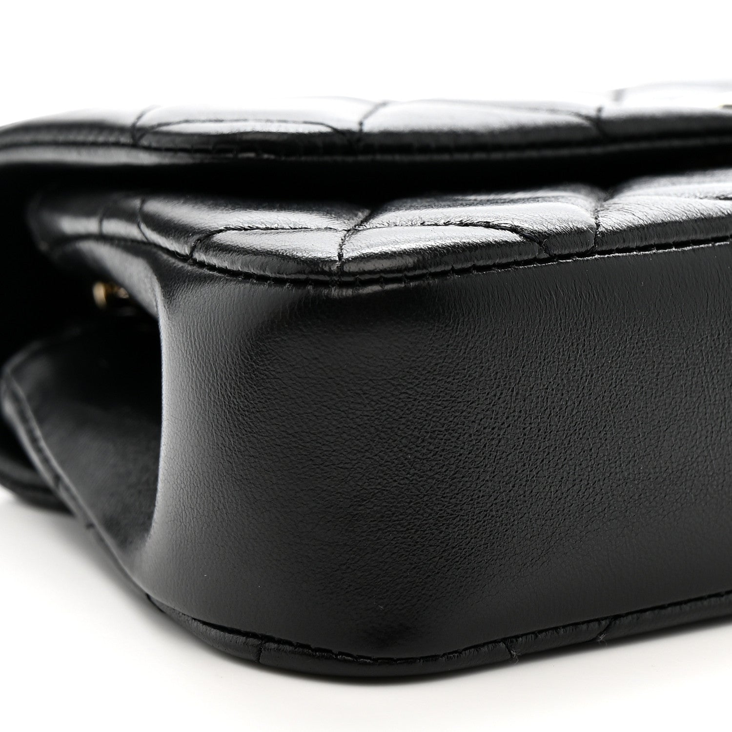 Chanel Lambskin Quilted Rectangular Phone Holder Clutch With Chain Black 9 of 11