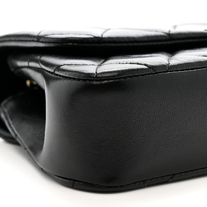 Chanel Lambskin Quilted Rectangular Phone Holder Clutch With Chain Black 9 of 11