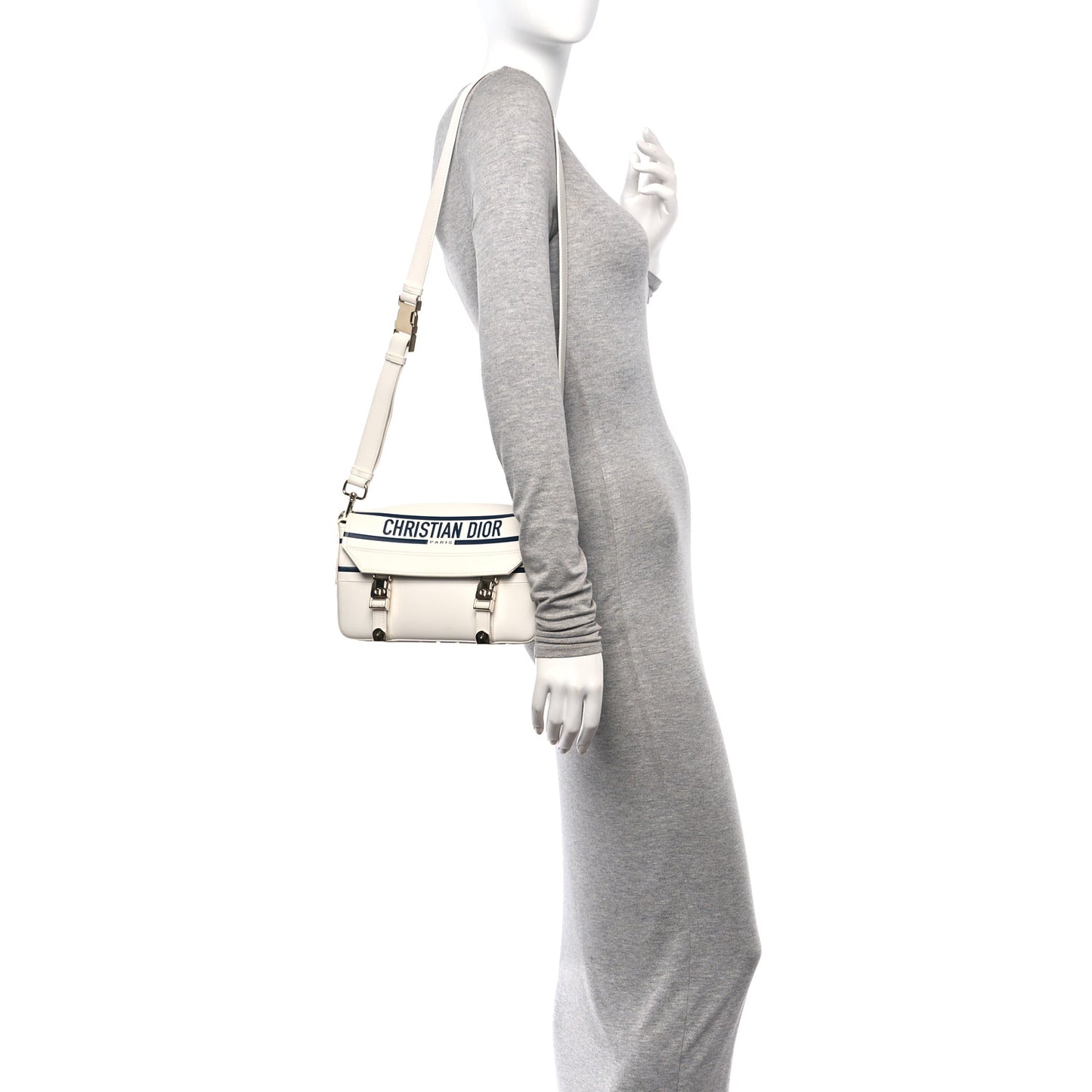 Smooth Calfskin Diorcamp Bag White Blue