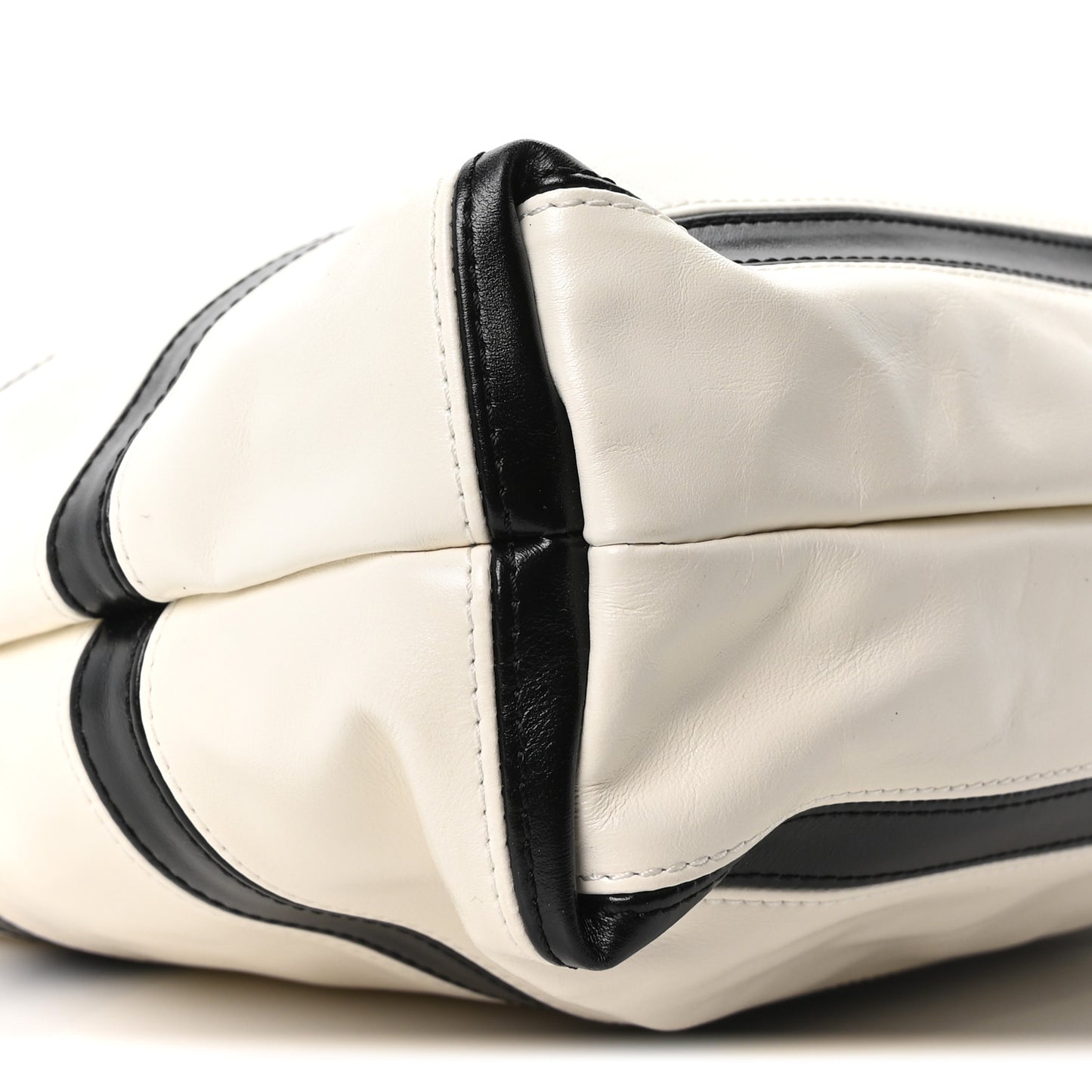 Shiny Calfskin Striped Small Chanel 22 Black White