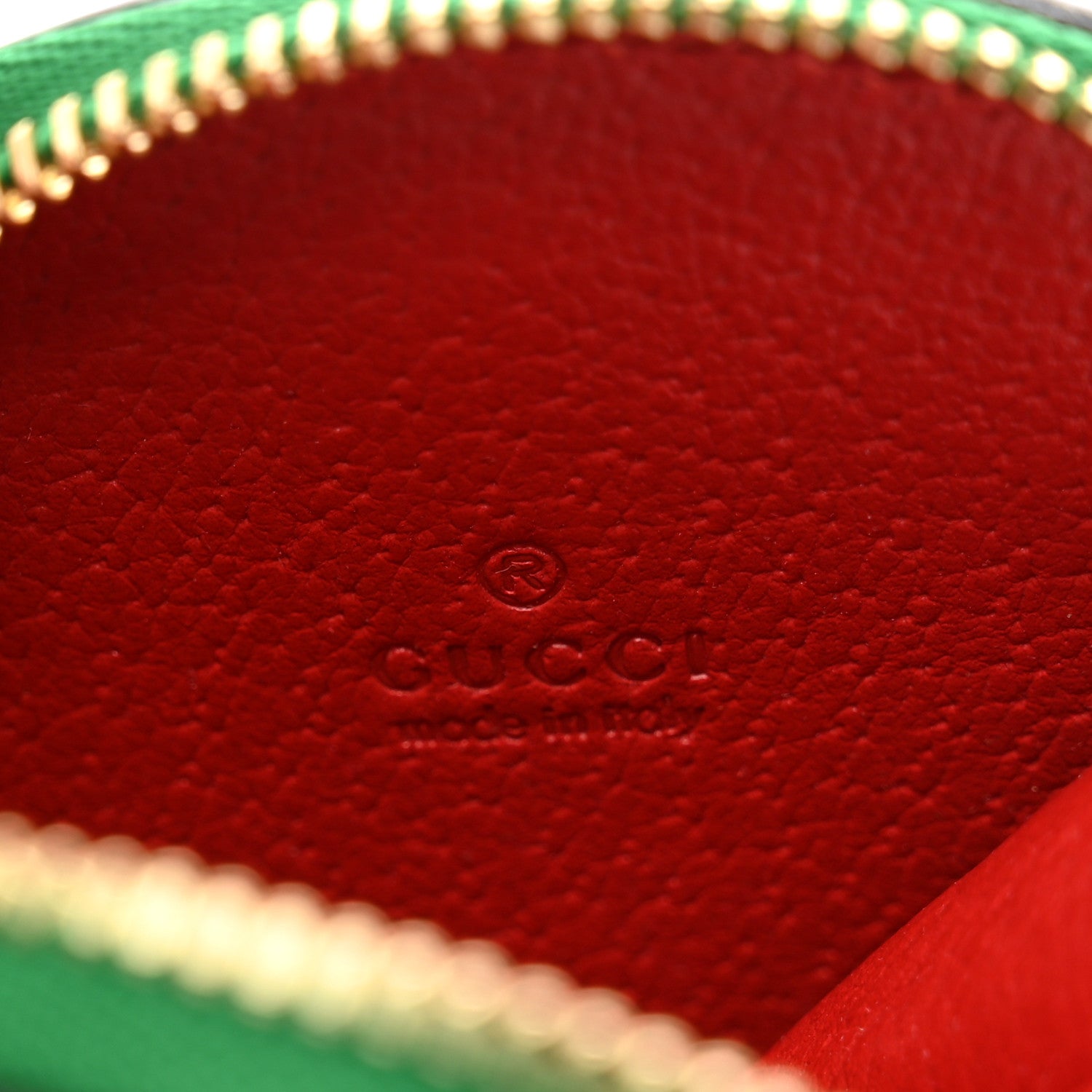 Gucci Textured Dollar Calfskin Retro Interlocking G Fruttini Strawberry Coin Case Bag Charm Key Holder 4 of 5