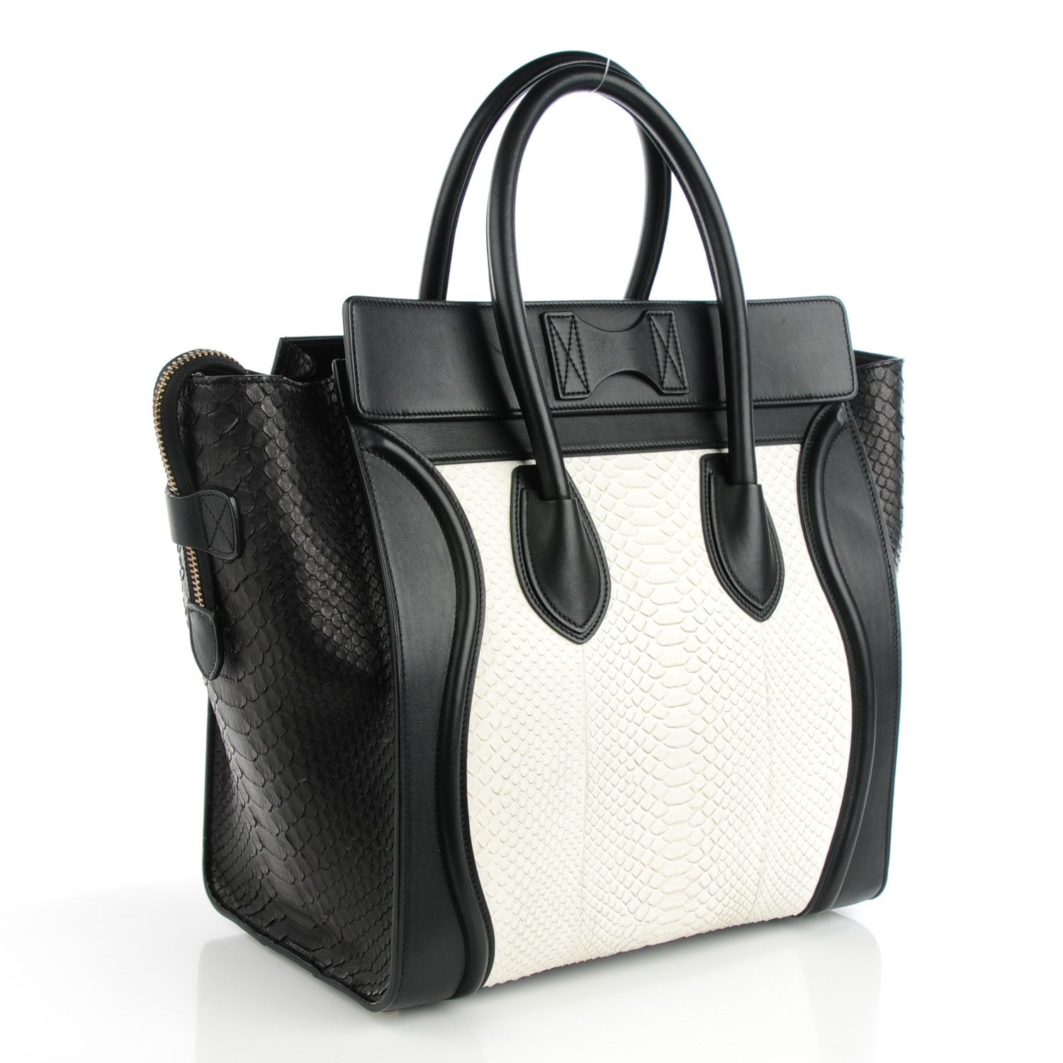 Celine Python Mini Bi-Color Luggage Black White 3 of 9
